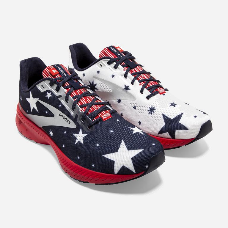 Brooks Launch 8 Mens Light Cushion Road Running Shoes - Blue/Red/White - Philippines (804915NYJ)